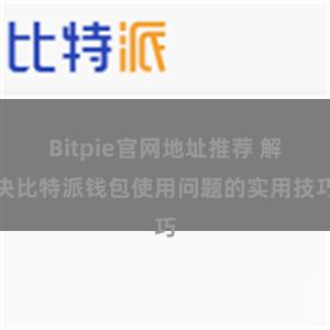 Bitpie官网地址推荐 解决比特派钱包使用问题的实用技巧