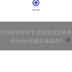 比特派钱包安全 如何通过比特派(Bitpie)设置交易加速？